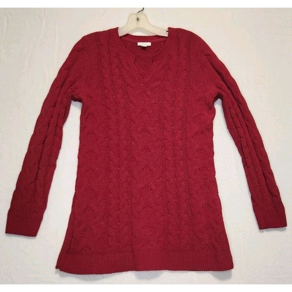 J. Jill XS Red Chenille Sweater Cable Knit Long Sleeves Soft Women Quiet Luxury